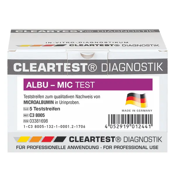 Cleartest MicroAlbumin Test (Urin) - 25 Tests (Lose in einer Dose)
